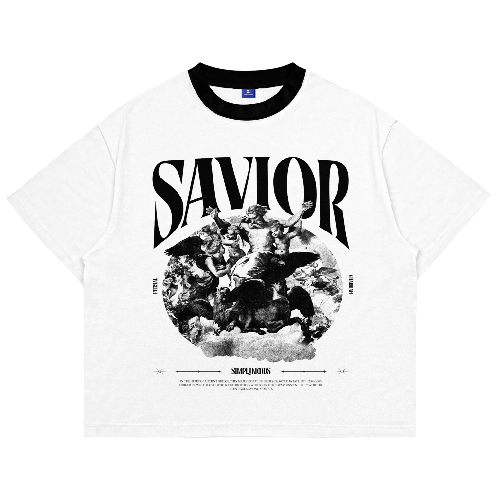 Simplimoods - Kaos Boxy Oversize Pria Ringer Tee Savior - Tshirt Casual Kekinian Cotton 24s