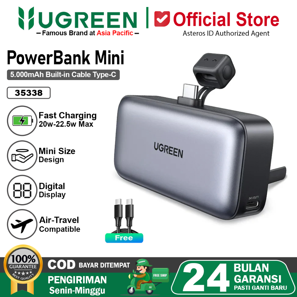 UGREEN Power Bank Mini 5.000mAh PD Fast Charging 20W with Phone Holder 35338