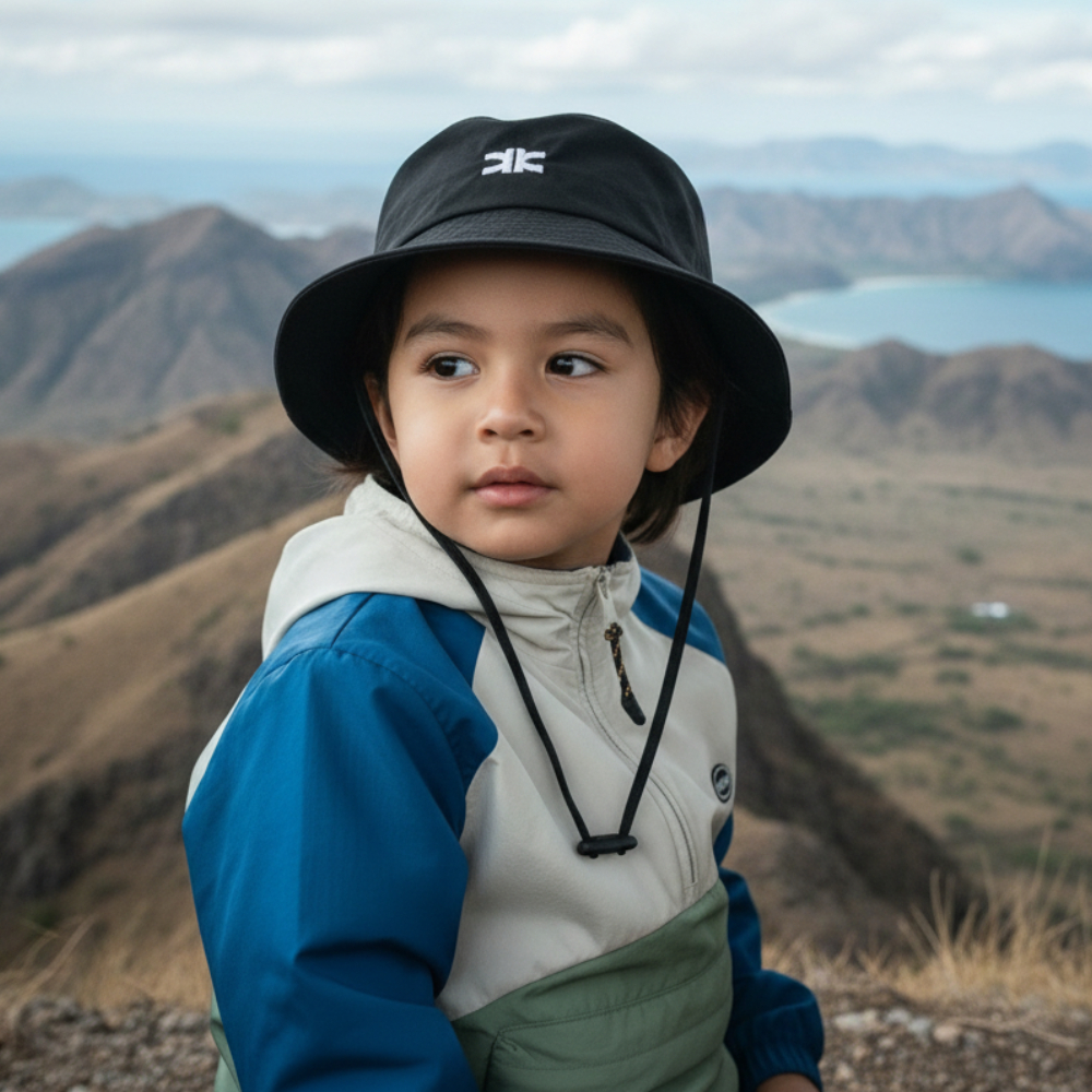 Topi Rimba Anak Bucket Hat Logo Bordir - Safari Outdoor Hiking Anak HILLS - Karkur Classic