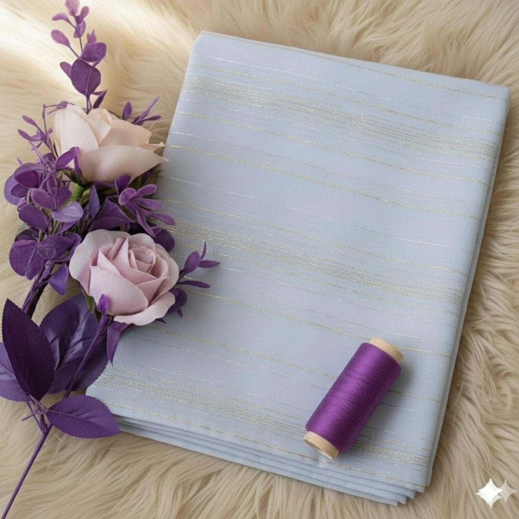 Kain Sifon Yoryu Motif Glitter Benang Gold – Bahan Adem & Jatuh, Cocok untuk Gamis / Hijab / Blouse 