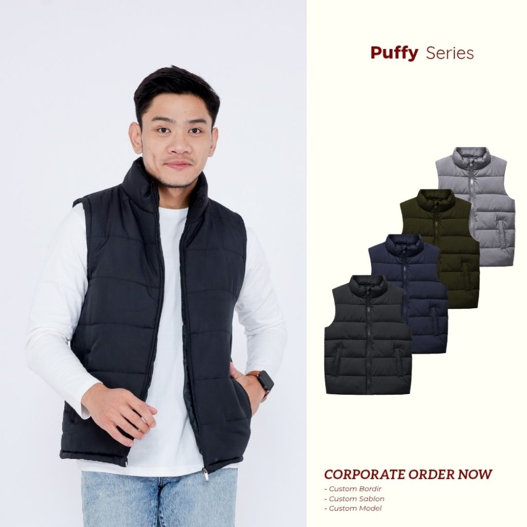 Madre.qu - Rompi Vest Pria Puffer / Puffy Vest / Rompi Puffer / Rompi Windbreaker Puffer