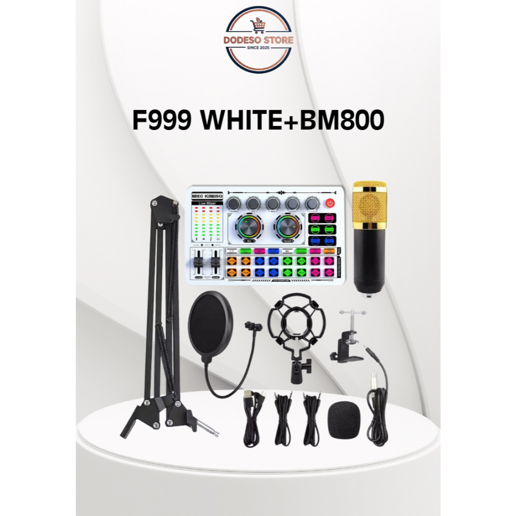 Paket Lengkap Soundcard F999 WHITE+BM800