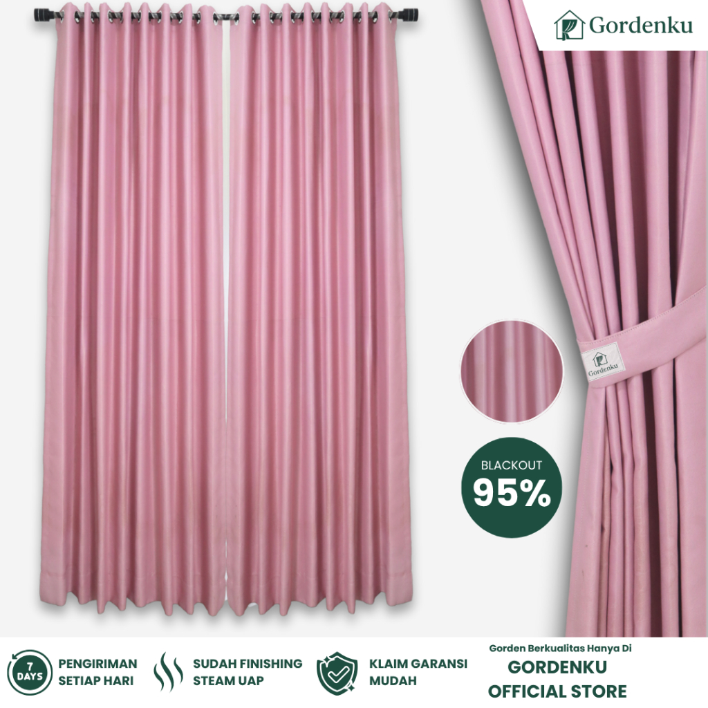 Gordenku Gorden Jendela Blackout Minimalis Premium Pink