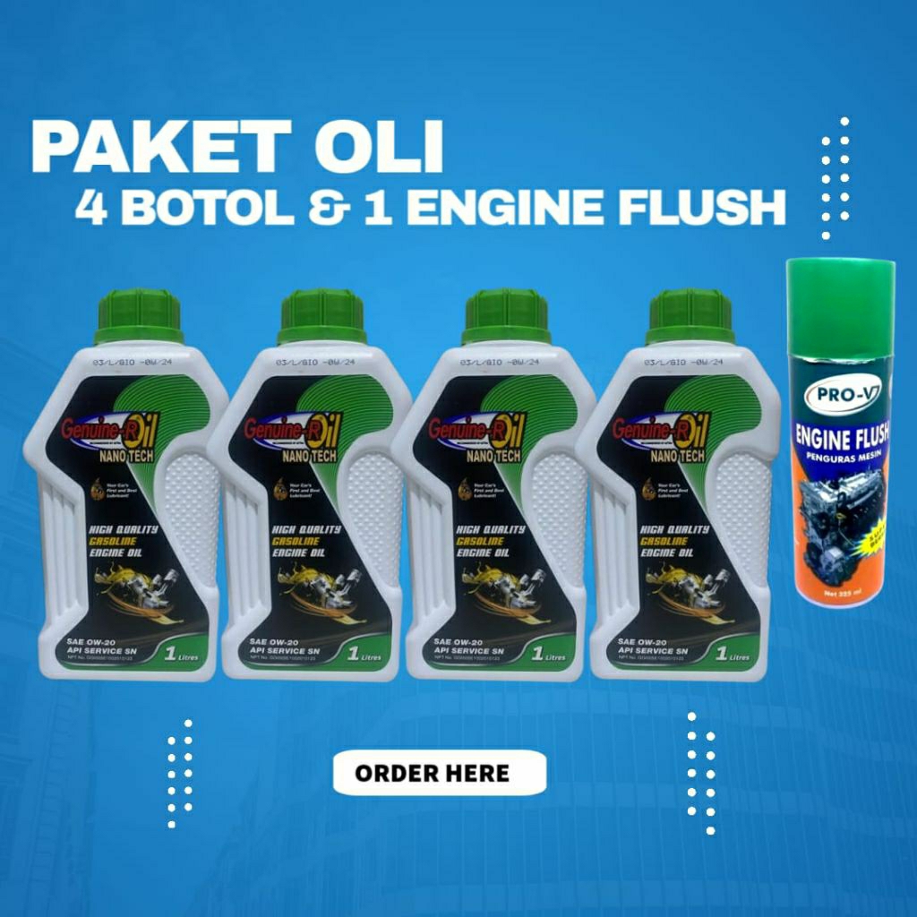 Paket Oli Daihatsu 0W-20 4Liter + 1 Engine Flush
