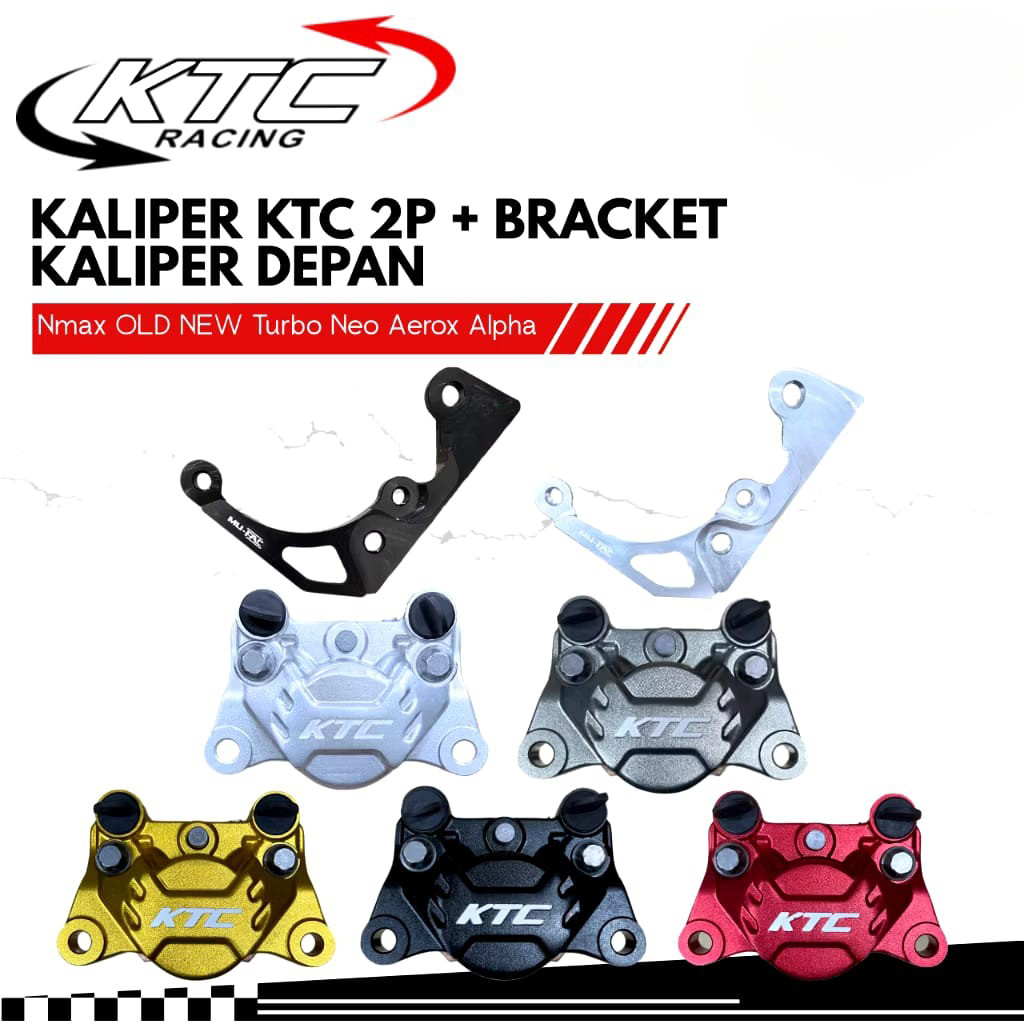 Kaliper KTC 2 Piston 2P + Bracket Kaliper Disc Depan Standard Nmax Turbo Aerox Alpha Old New Neo