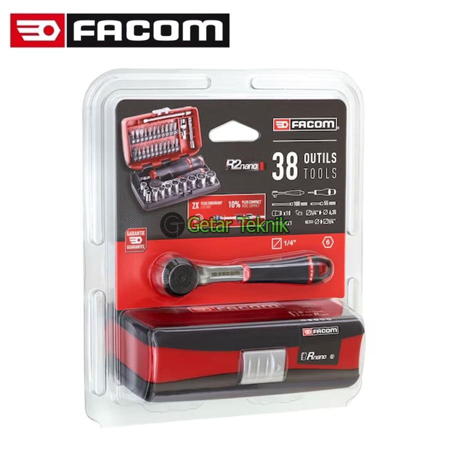 Tool Kit Ratchet Set 38 pcs Facom R2NANOPB SQ1/4 inch Performance Round Head