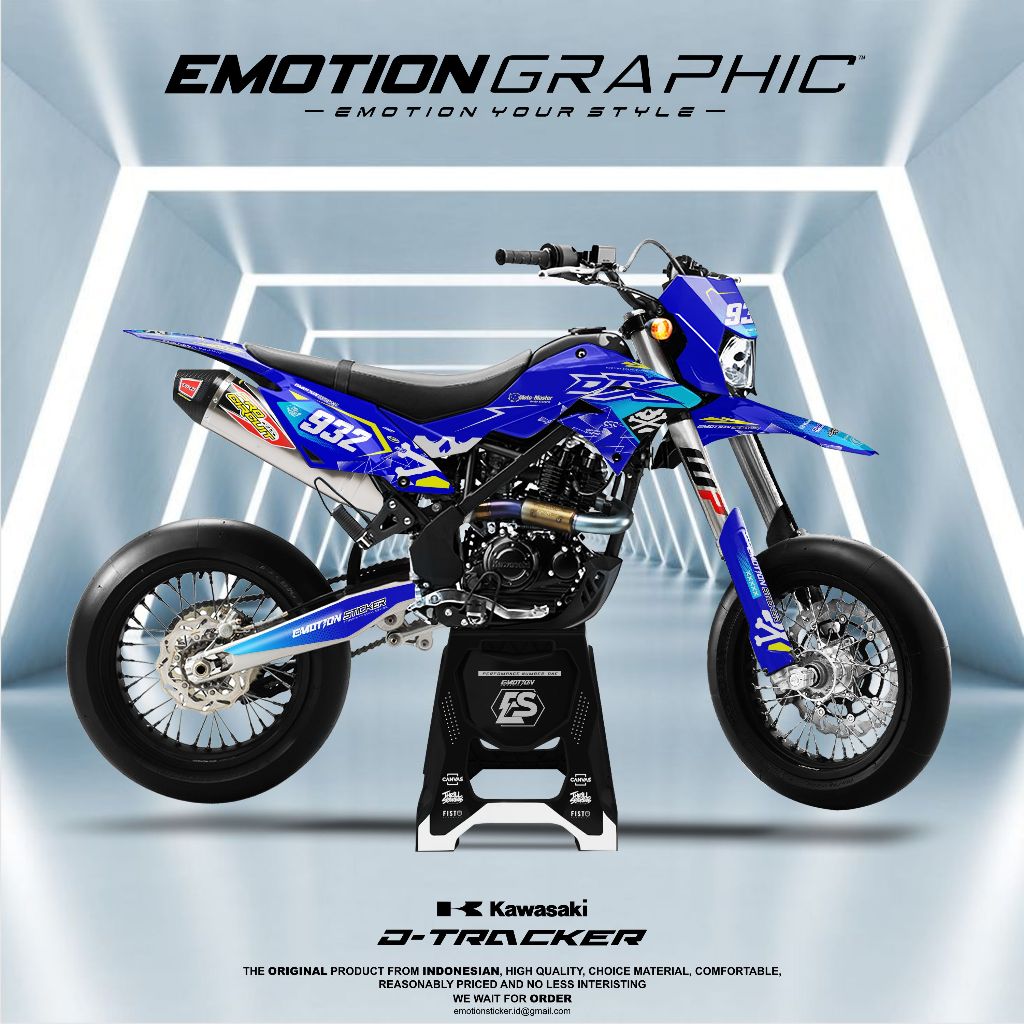 DECAL STIKER KLX - DTRACKER - WR155 - CRF - GORDON SUPERMOTO GANTENG BIRU KUNING