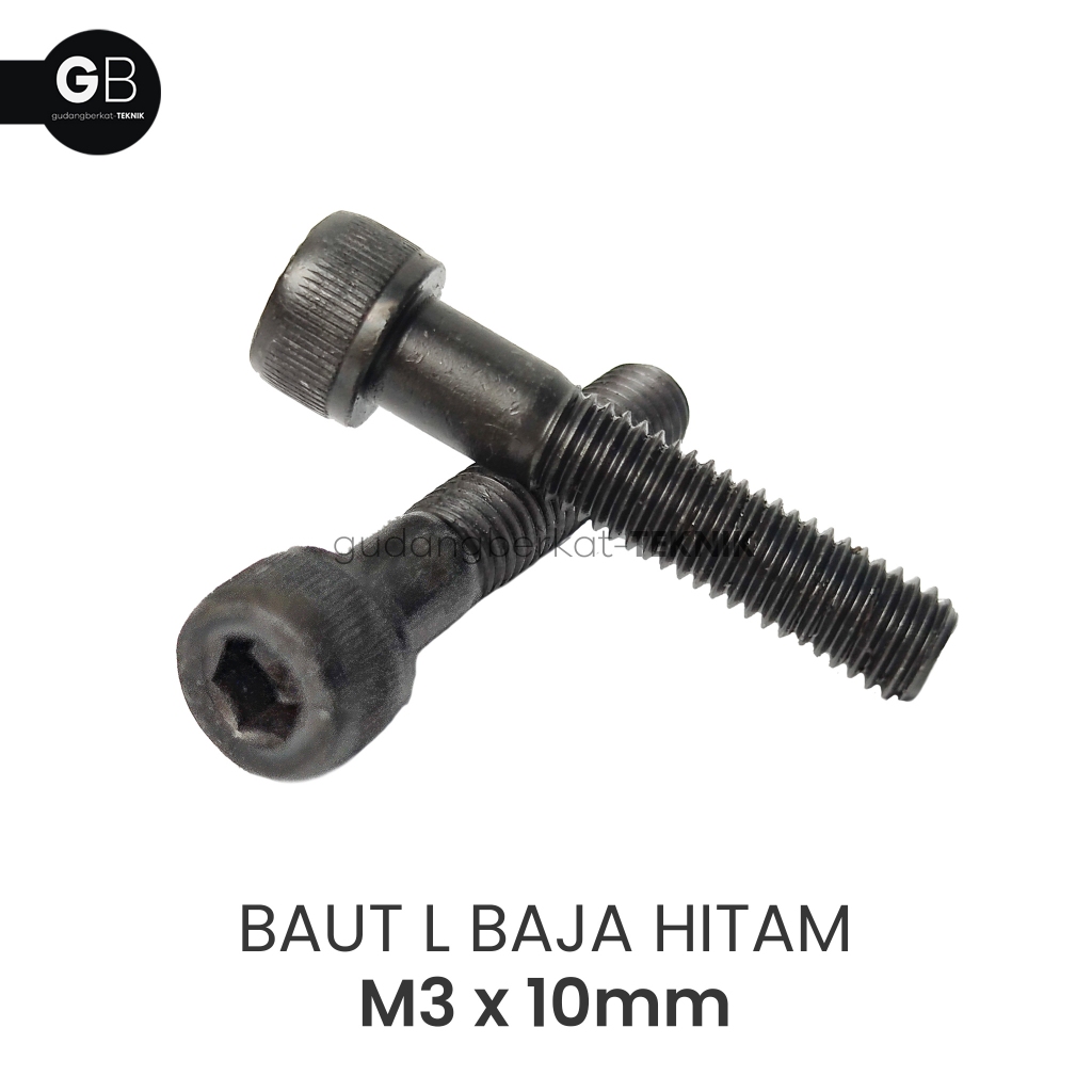 Baut L M3x10 / Baut Kunci L 3x10 Baja Hitam M3 x 10