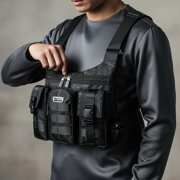 Tas Pria Model Kekinian Gaya Keren Tas Rompi Cowok Tactical Outdoor Sporty Chest Bag Terbaru Travel