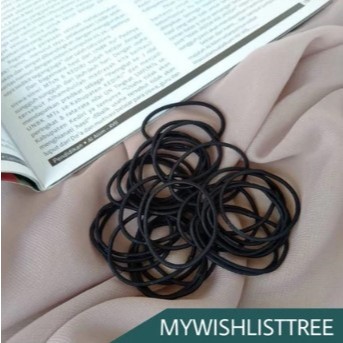 Ikat Rambut Gelang Karet Elastis Hitam Korea