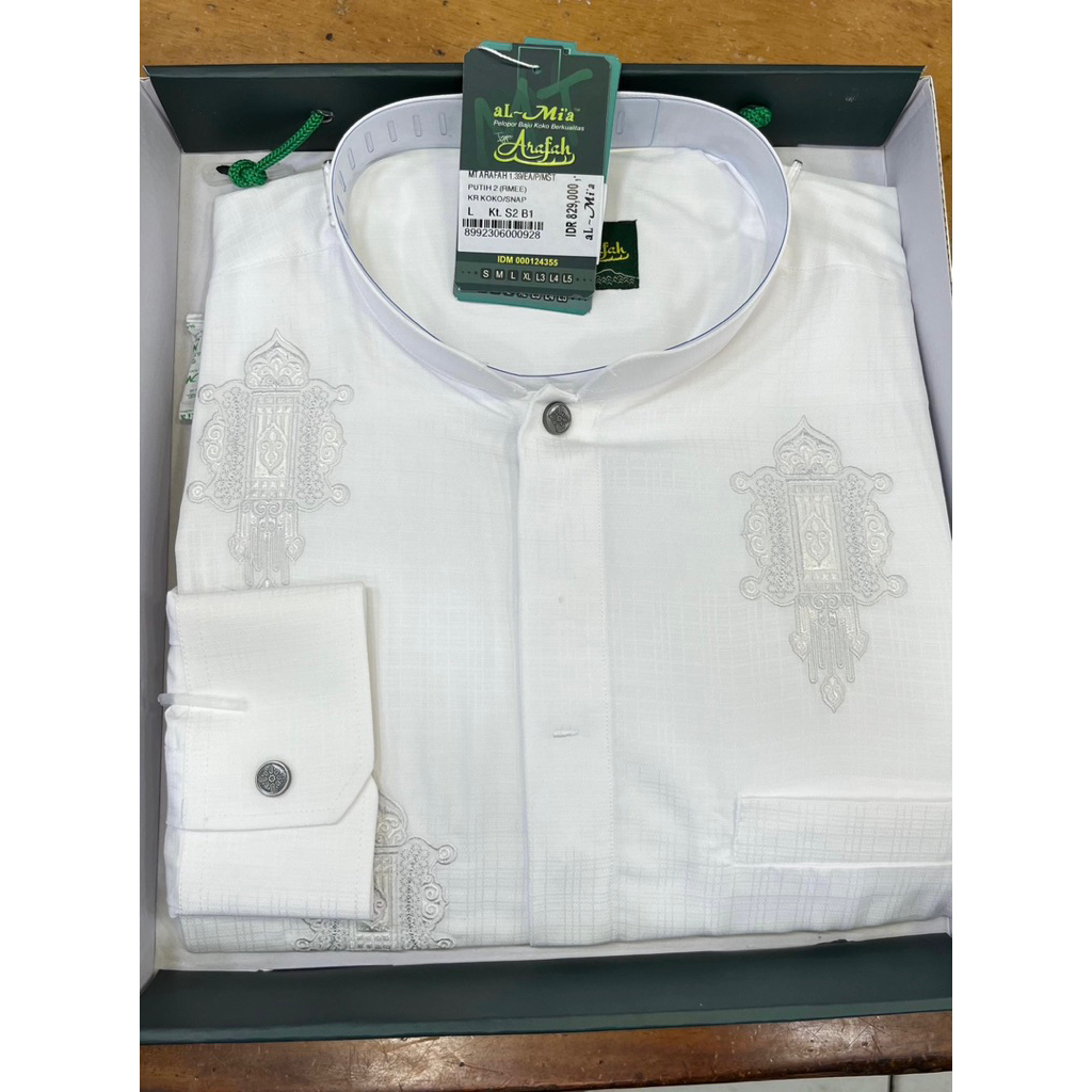 BAJU KOKO AL MIA MT PLATINUM ORIGINAL PANJANG (PUTIH) Atau almia arafah