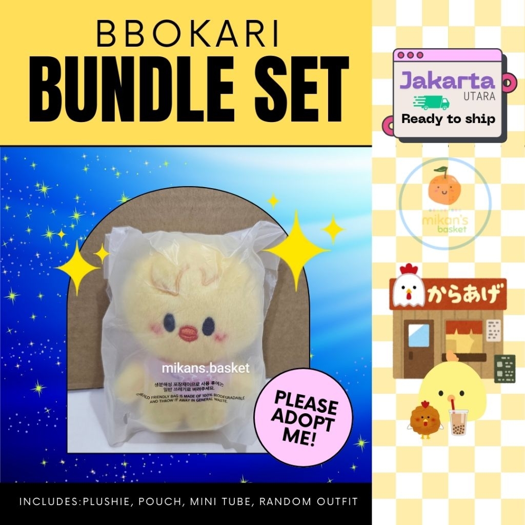 [Ready to ship/Siap kirim] *Sold as a set* 10cm Bbokari 5'clock bundle set + Skz Ate Album Boom ver.