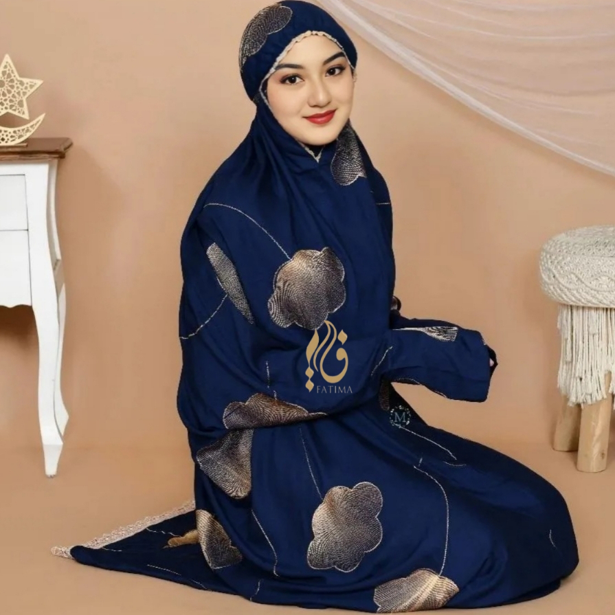 Mukena Terusan Dewasa Fatima Rayon Premium Bordir Daun Teratai Cantik