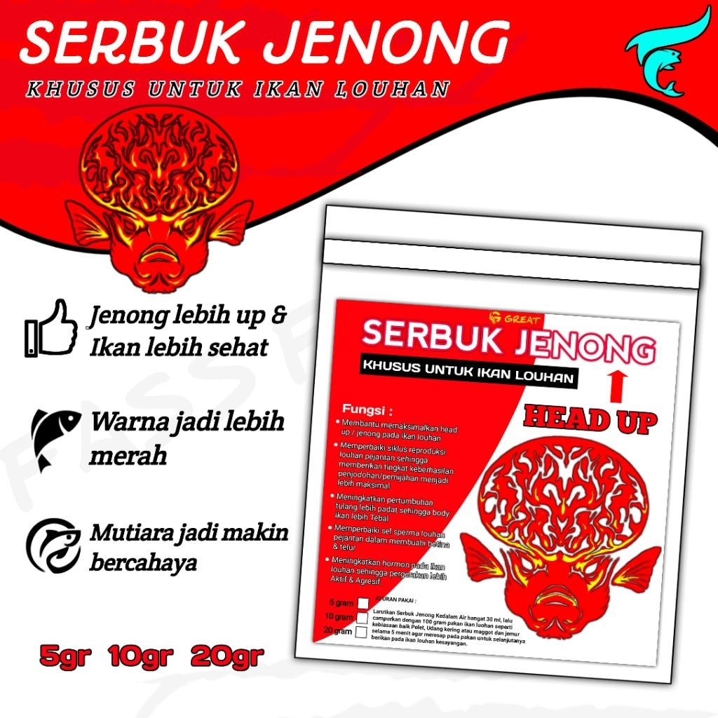 TERMURAH  Serbuk jenong ikan louhan head up untuk memaksimalkan jenong pada ikan louhan