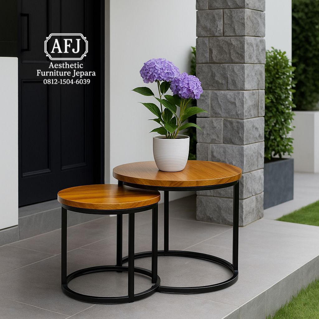Meja Tamu Tumpuk Nasting Jati Elegan Modern