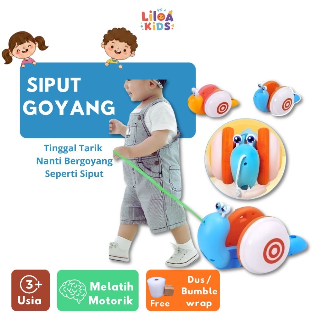 Mainan Edukatif Anak Siput Tarik Lucu Bergoyang – Mainan Tarik Snail Siput Bergoyang