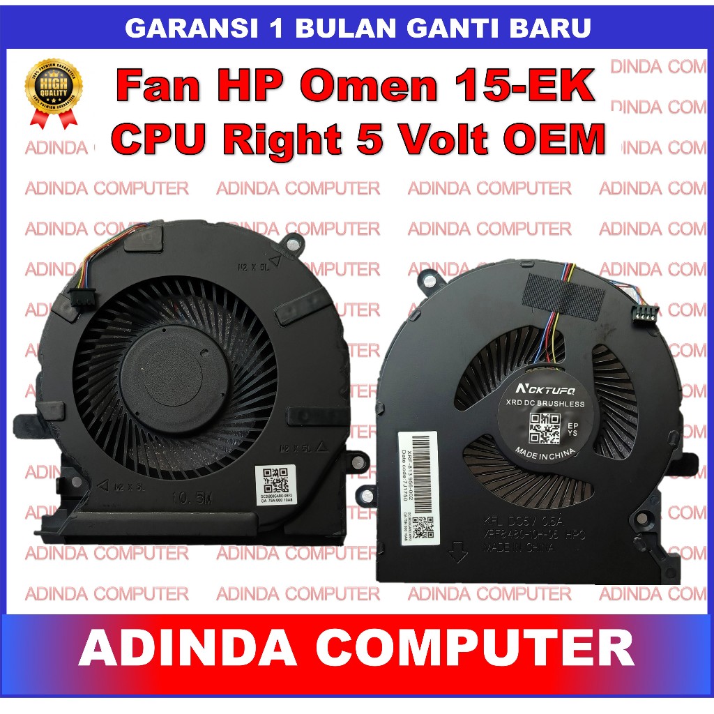 Fan HP Omen 15-EK 15-ek0044tx 15-ek0045tx 15-ek0105tx 5 Volt CPU OEM