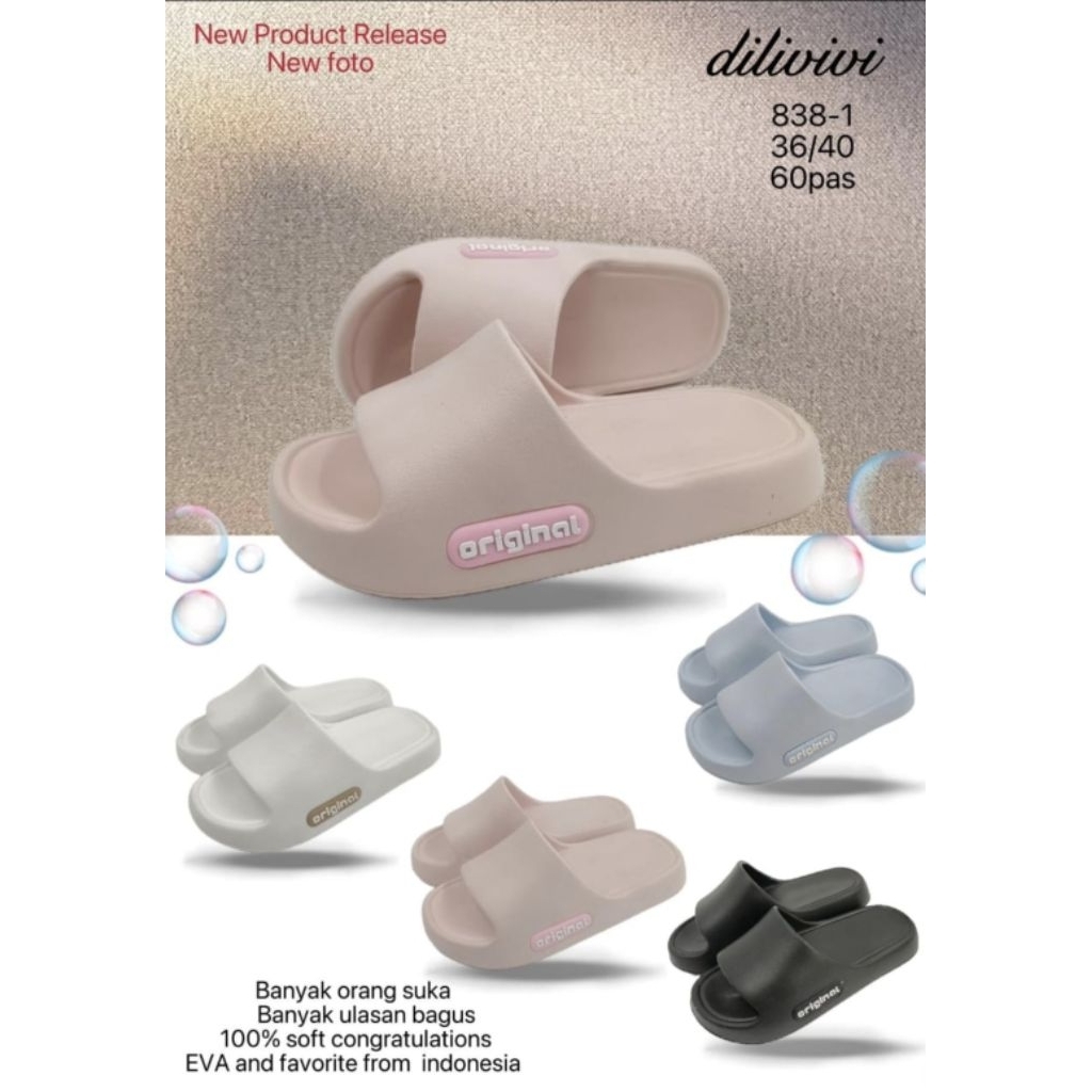 Sandal Selop Wanita Dili 838/Sandal Selop Wanita Dili kekinian/Sandal Selop Wanita Karet