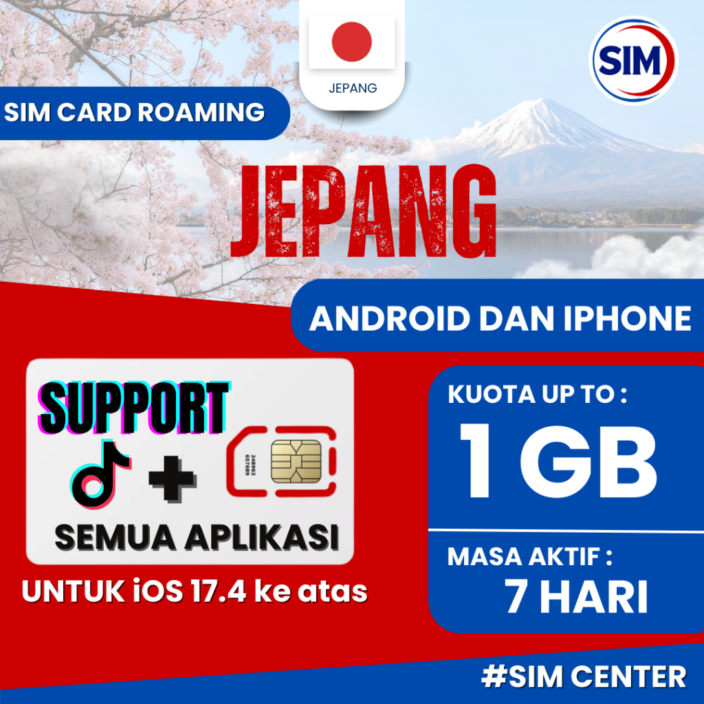 Sim Card Jepang 1 GB 7 Hari 4G/5G No Registration