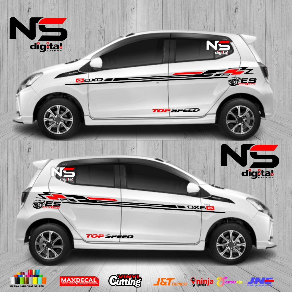 2 PCS KANAN-KIRI Stiker Mobil Ayla Putih Hitam Terbaru  Vinil