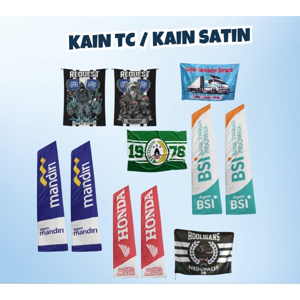 CETAK BENDERA CUSTOM KAIN TC/KAIN SATIN|SPANDUK|CETAK SPANDUK METERAN