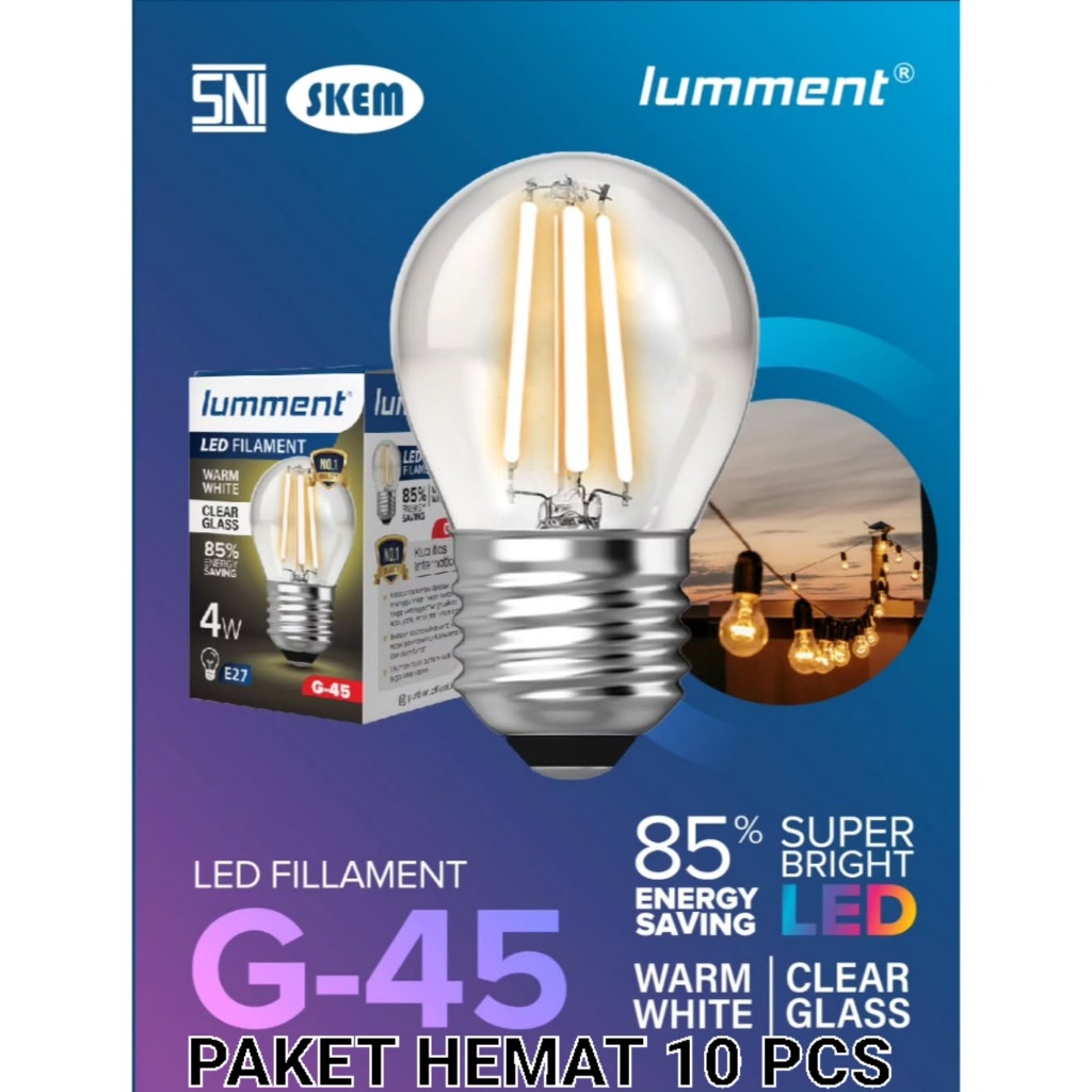 Paket Bundling 10 Pcs Lampu Filament LED G-45 4 Watt / Lampu Filament Dekorasi Cafe LED Bulb 4 Watt