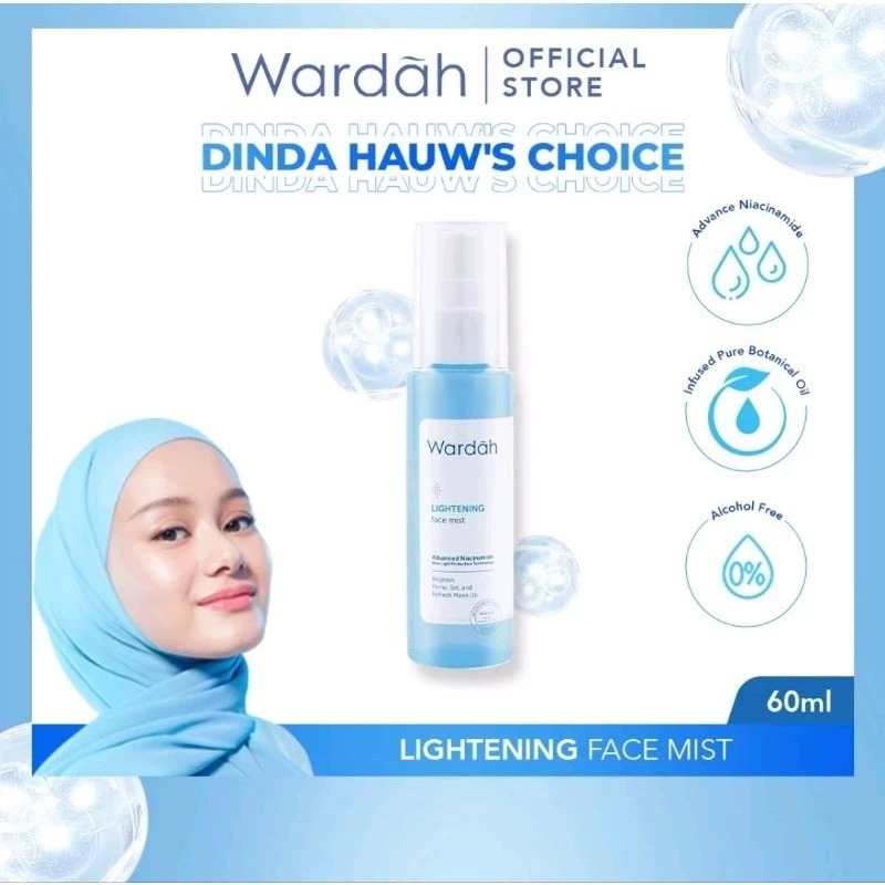 Wardah Lightening Face Mist 60ml - 3-in-1 Primer, Setting Spray, dan Penyegar Wajah Praktis Harian