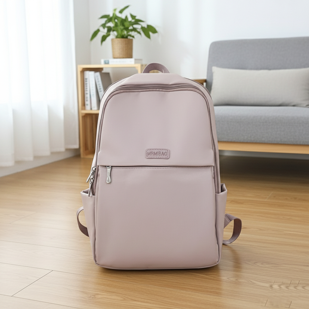 Tas Ransel Wanita Polos Minimalis Backpack Kuliah Sekolah Kerja Muat Laptop 14 Inch-RP117