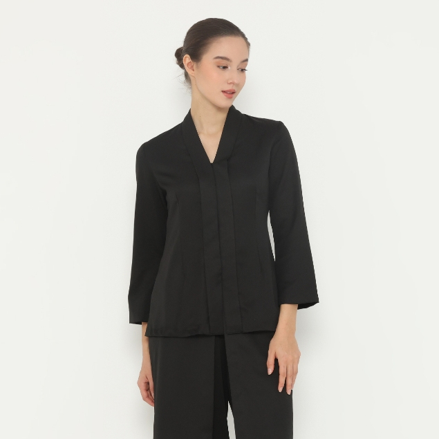 Lyne Halim - Blouse Kebaya Kartini Diva Dobby, Hitam BLO-8429 ( Blouse Only )