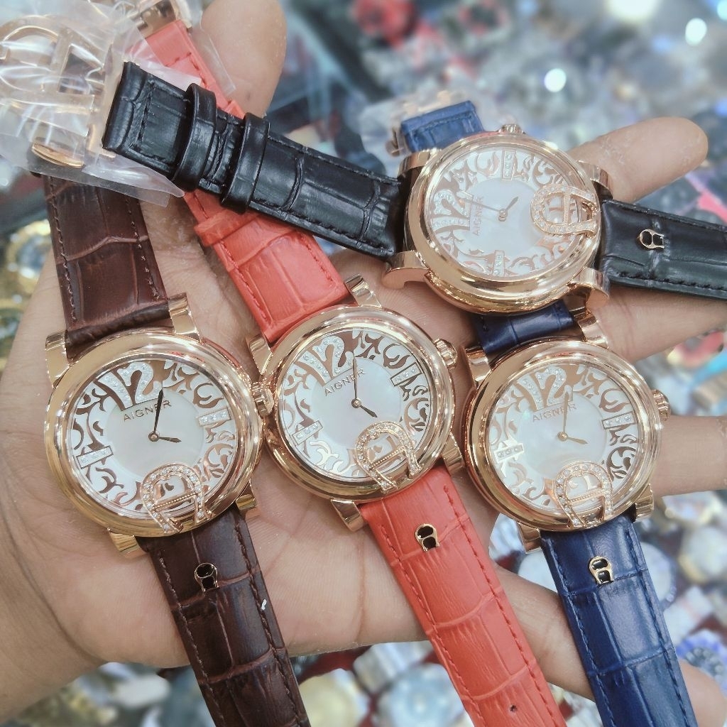 Aigner Bari Donna A37200 Original Strap Leather Jam Tangan Wanita