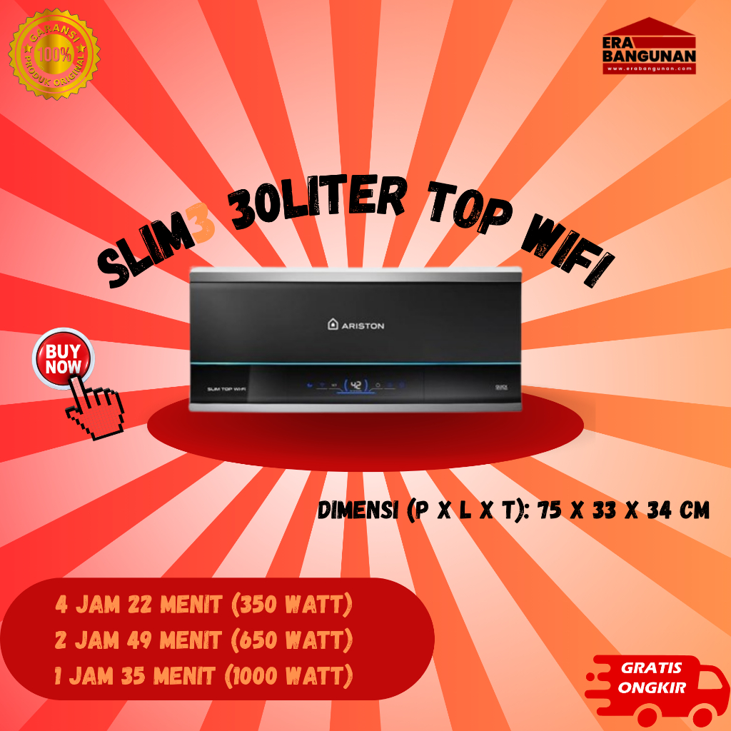 ⁠Ariston Water Heater Slim3 30 Liter Top Wifi