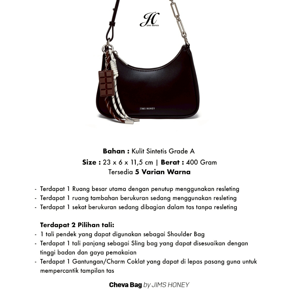 JIMS HONEY CHEVA BAG Tas Selempang dan Hand Bag Wanita Slingbag Cewek Jimshoney Trendy Elegan Kulit