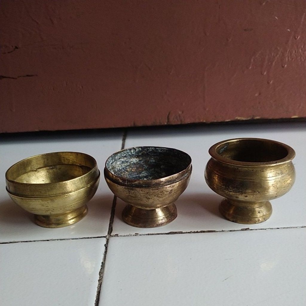 Bokor Mini Kuningan Tebal Jadul,Vintage