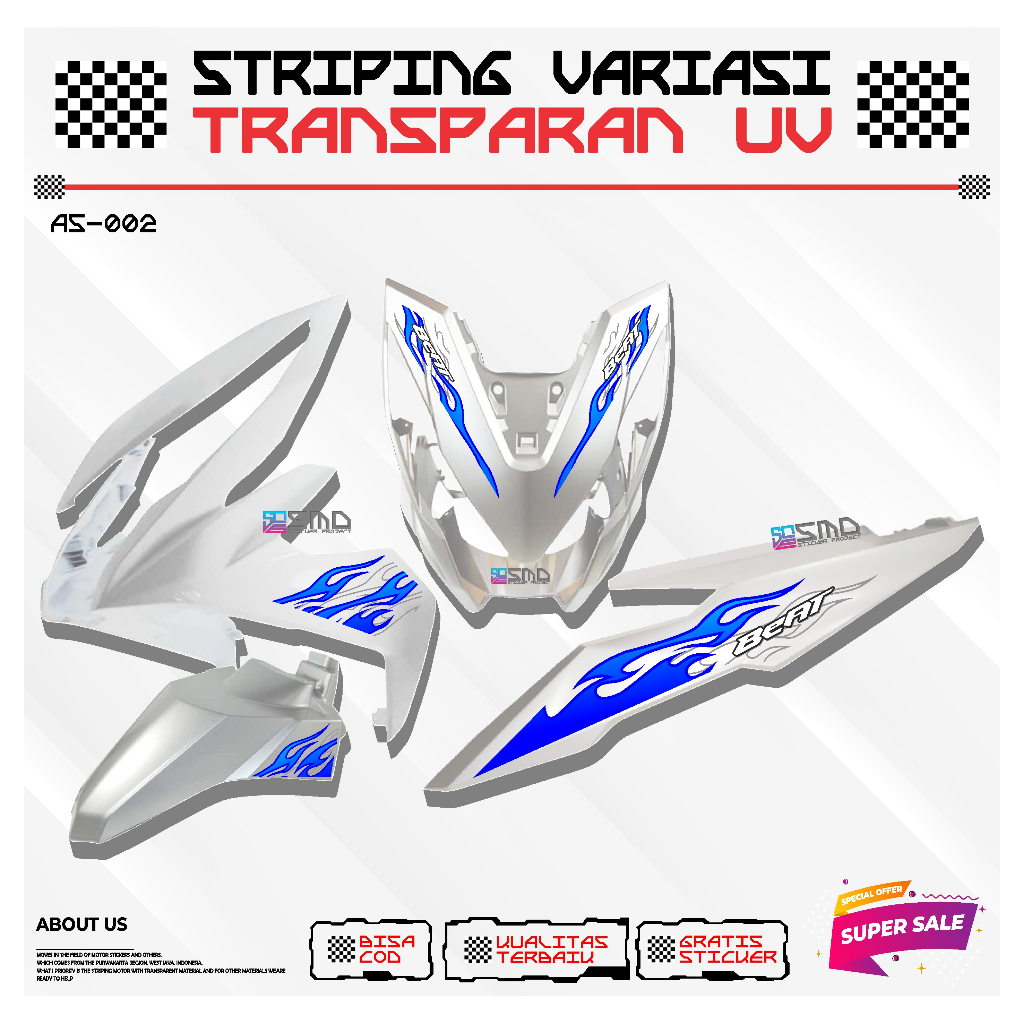 STICKER TRANSPARAN UV MOTIF TERBARU KEREN KEKINIAN MOTOR HONDA BEAT ESP NEW KEREN