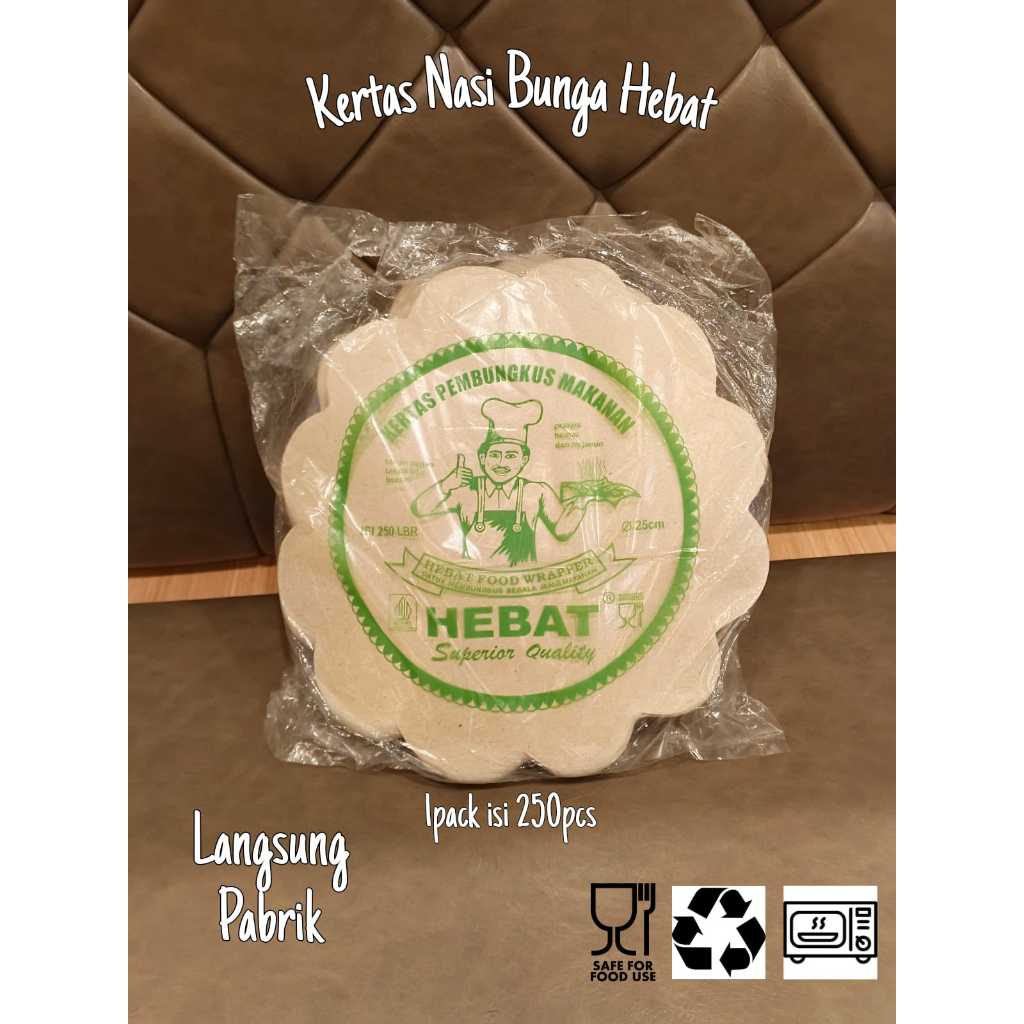 Kertas Nasi HEBAT Bunga Coklat 25cm 250 Lembar