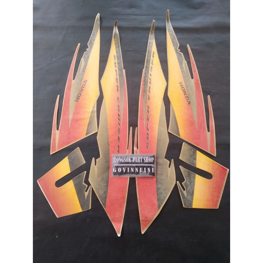 striping stiker sticker lis honda tiger 2000 2001 merah kuning silfer ori nos
