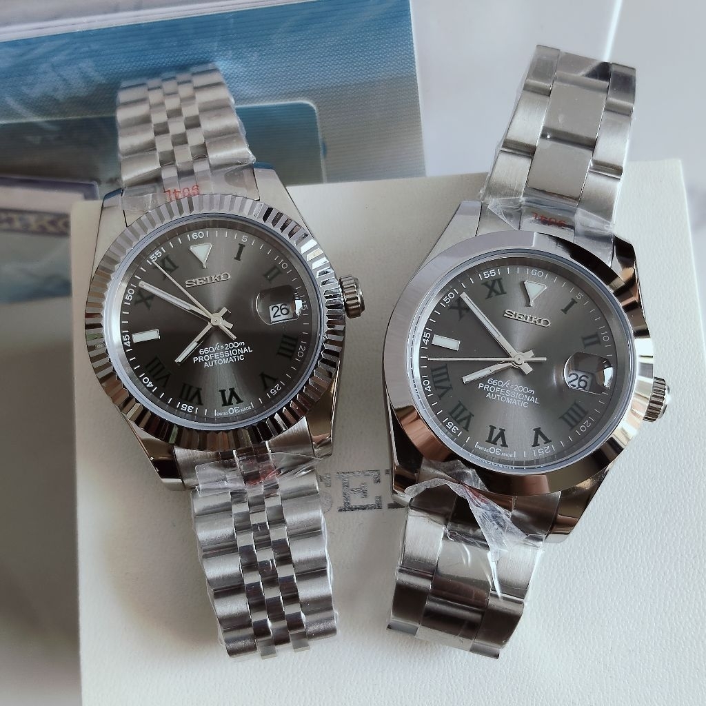 SeikoMod Seiko Datejust Grey Dial, Jam Tangan Pria Automatic Free Box Ori