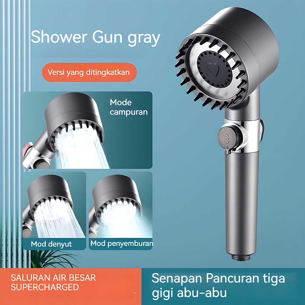 Kepala Shower Turbo Bertekanan Tinggi Shower Adjustable Massage
