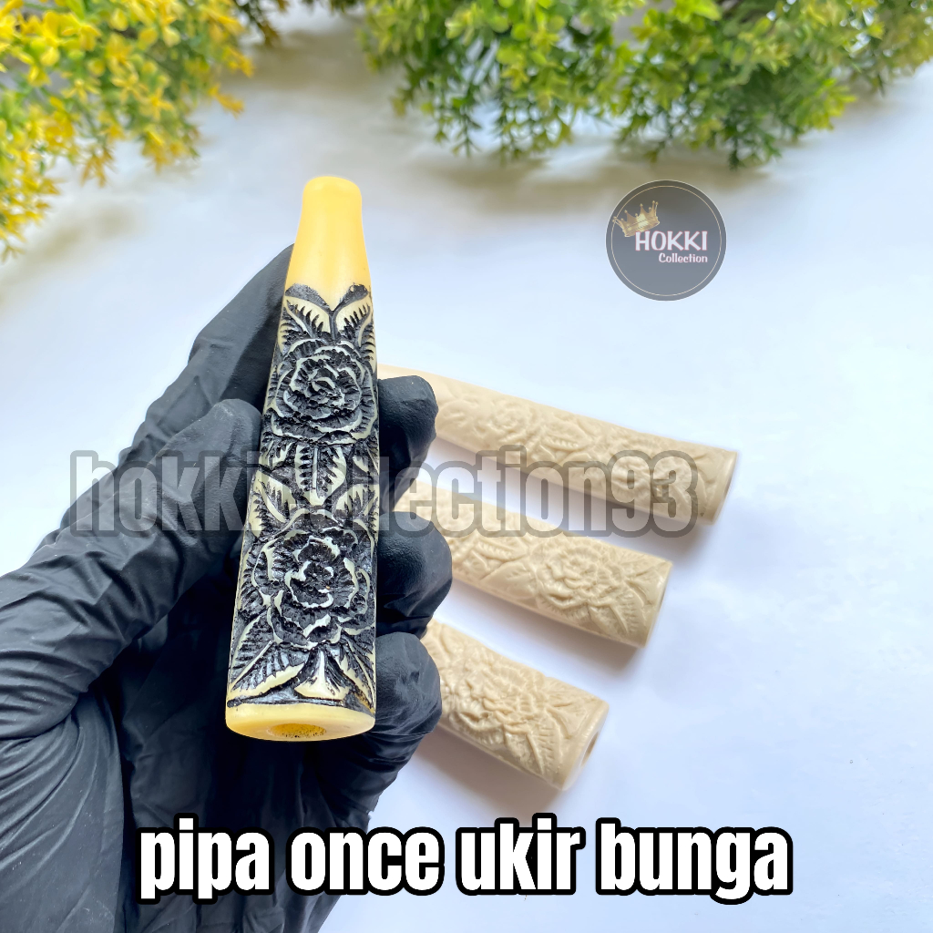 once pipa padud cangklong ukir bunga timbul Kombinasi Gading Hitam