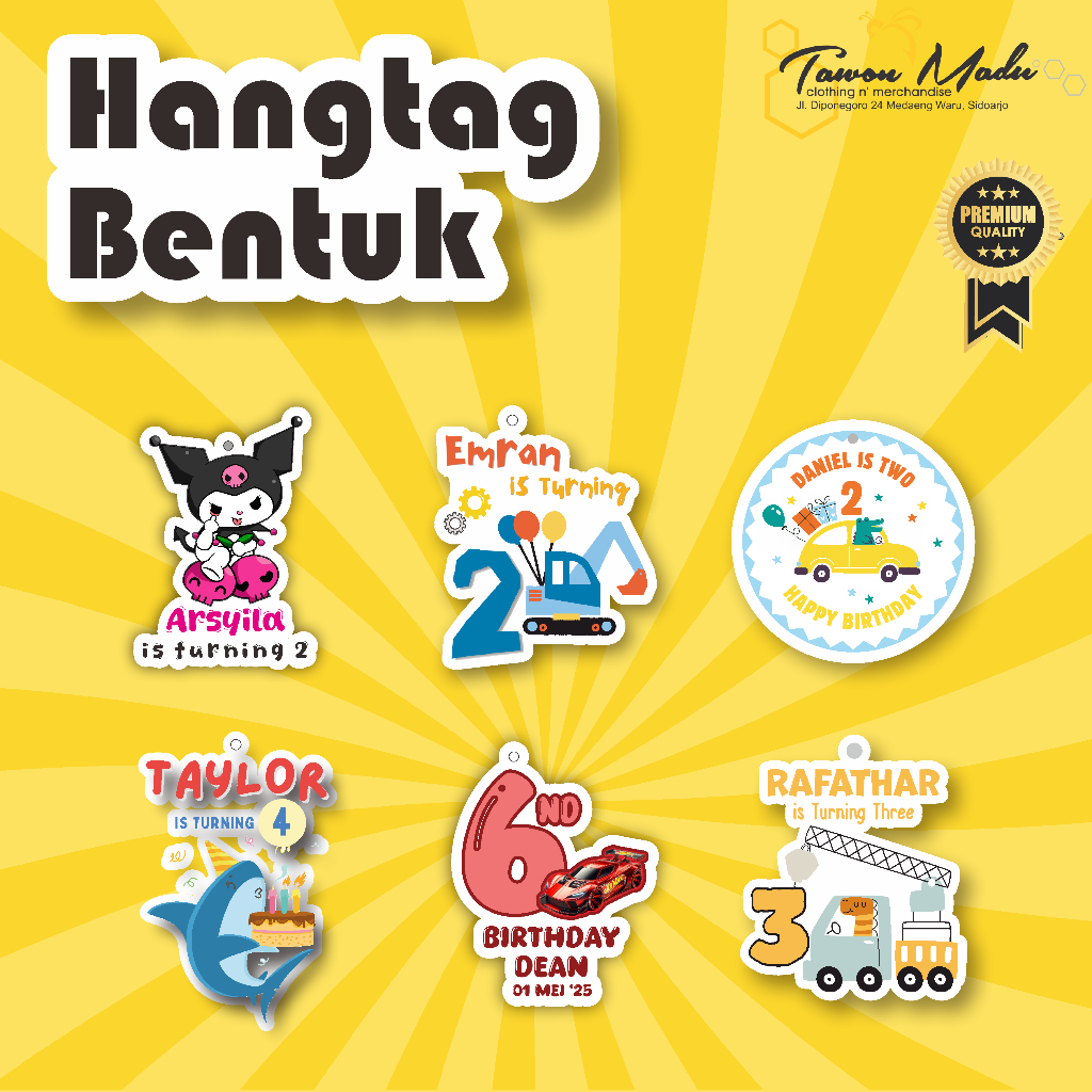 HANGTAG CUSTOM / POLA ULTAH / AQIQAH / OLSHOP / BANDROL / HAMPERS / HANGTAG BAJU / CUSTOM