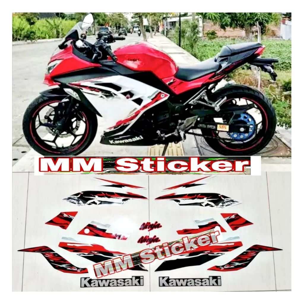 Striping Sticker NINJA 250 FI tahun 2012/2013 ABS (Merah Putih)