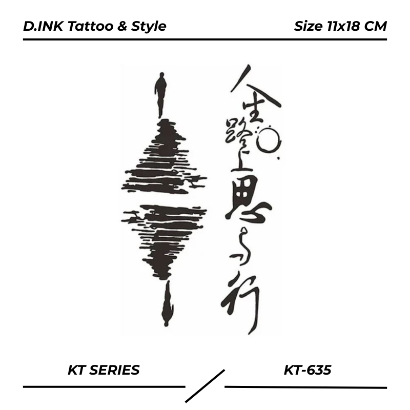 PREMIUM KT-635 Tato temporer tahan lama 1 bulan motif tulisan china mandarin kanji jepang semi perma