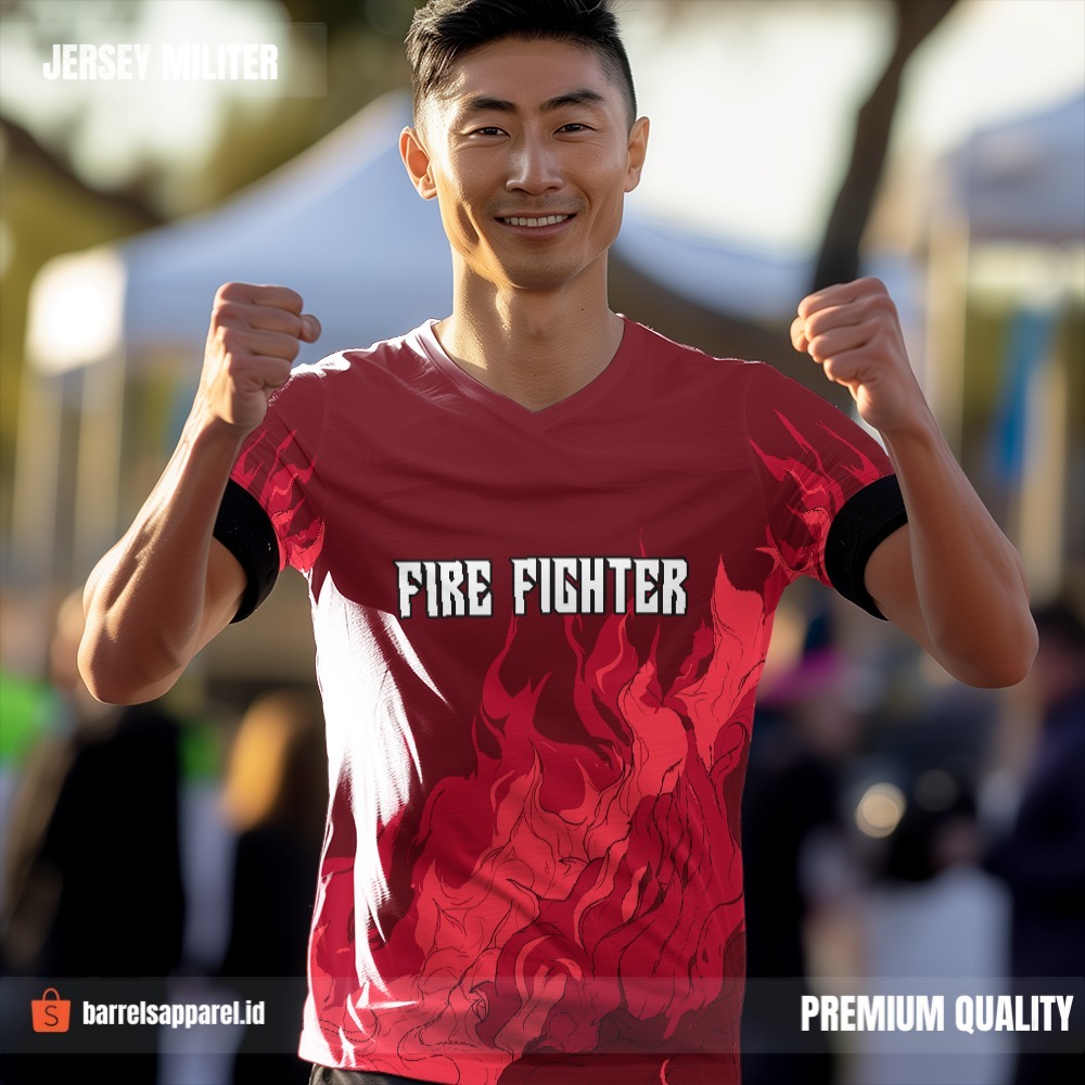 Kaos Jersey Damkar Pemadam Kebakaran Merah Motif Api 110