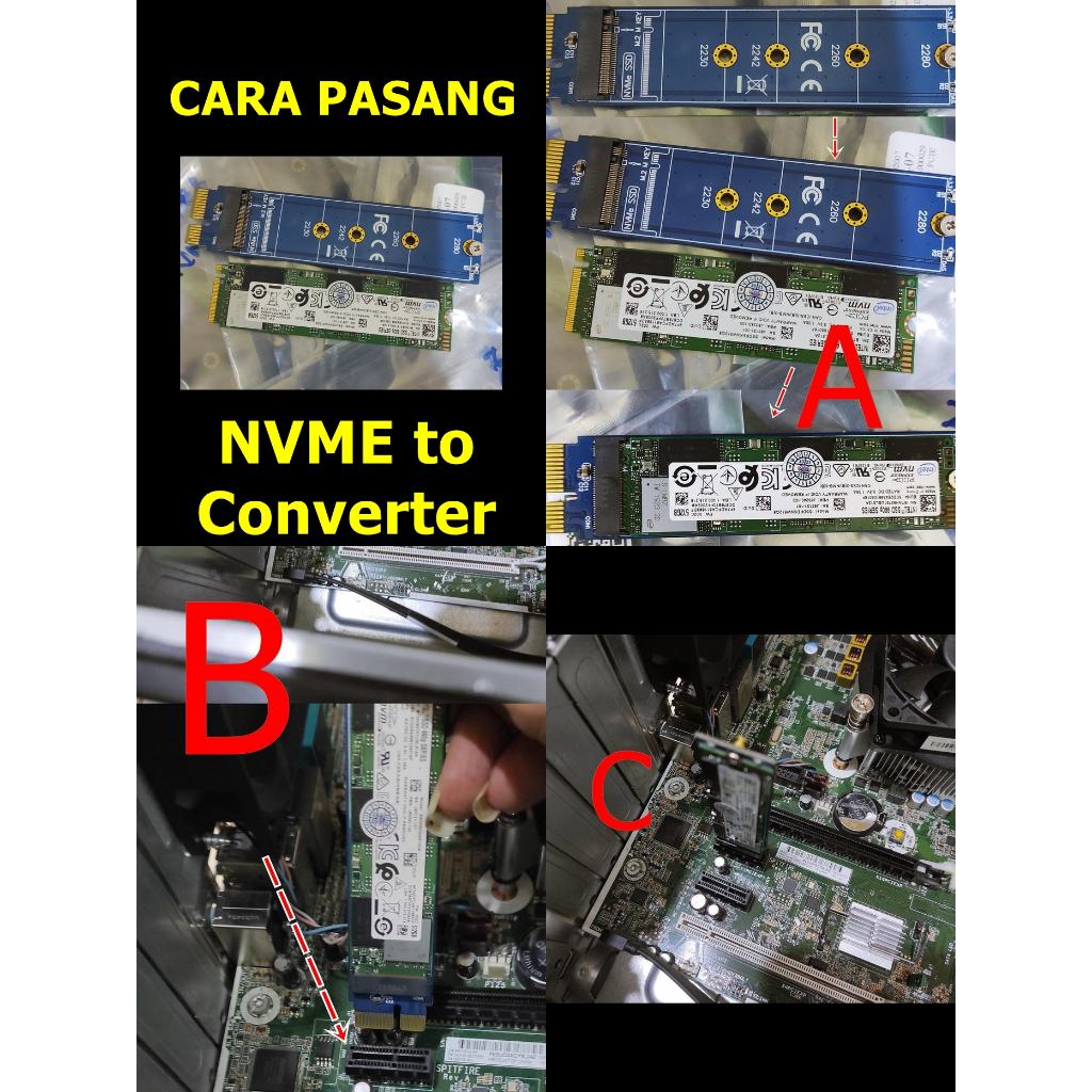 Converter SSD NVME to PCIE. Converter SSD NVME ke PCIe x1.