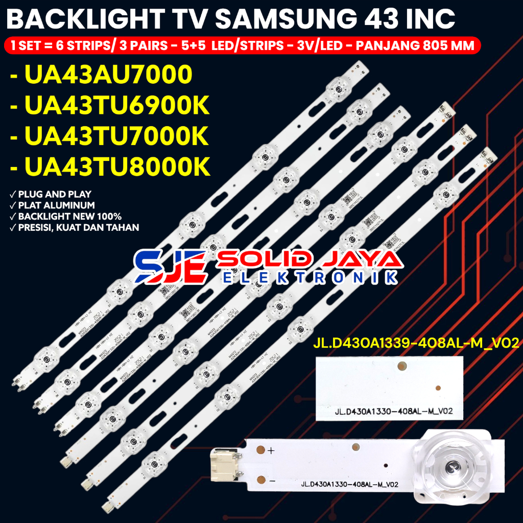BACKLIGHT TV SAMSUNG 43 INCH UA43TU6900 UA43TU7000 UA43TU8000 UA43AU7000 43TU6900 43TU7000 43TU8000
