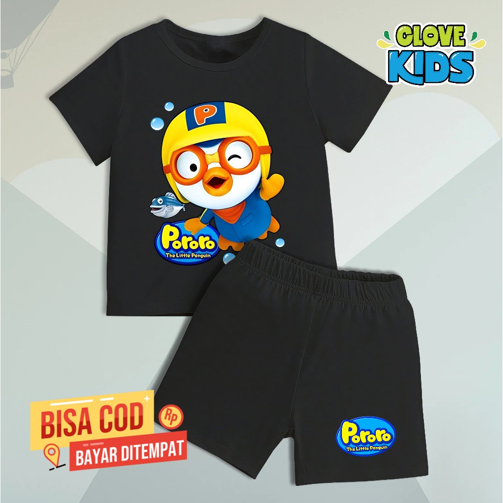 Kaos Setelan Anak Motif Pororo Baju 1 Stel Pororo  Kaos anak Pororo