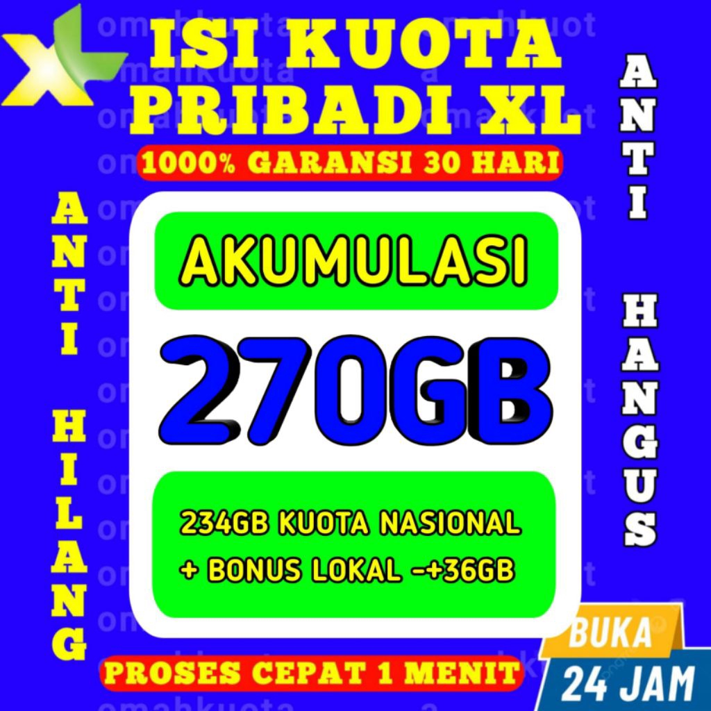 PROMO PAKET DATA XL 270GB FULL - PAKET KUOTA INTERNET XL 100GB FULL TERMURAH DAN TERCEPAT