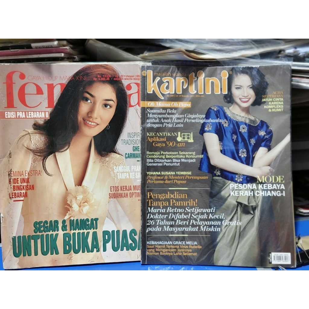 MAJALAH FEMINA TAHUN 1995 KARTINI TAHUN  2014 PESONA KABAYA DAPAT 2 BUKU