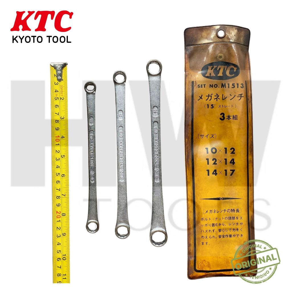 KTC Kyoto Tool M1513 Ring Spanner Wrench Set 3 pcs Original Japan Kunci Ring Lurus 10x12 12x14 14x17