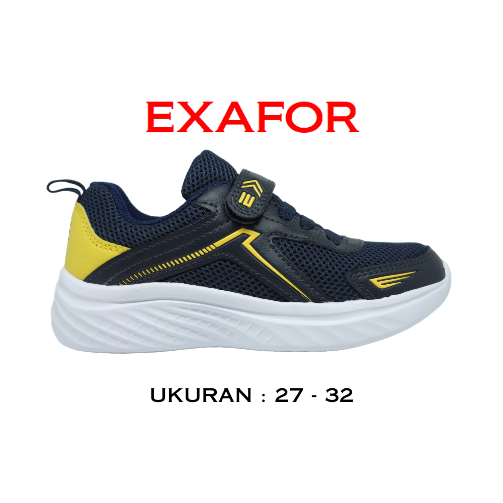 Exafor Saga-K Navy-Yellow Size 27-32 Sepatu anak-anak Phylon Mesh Ringan Nyaman
